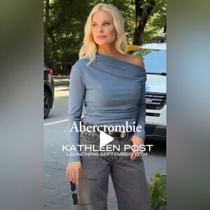 Abercrombie x Kathleen Post Blue Off-Shoulder Top NWT